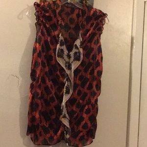 Outback Red Sheer Sleeveless Print Top